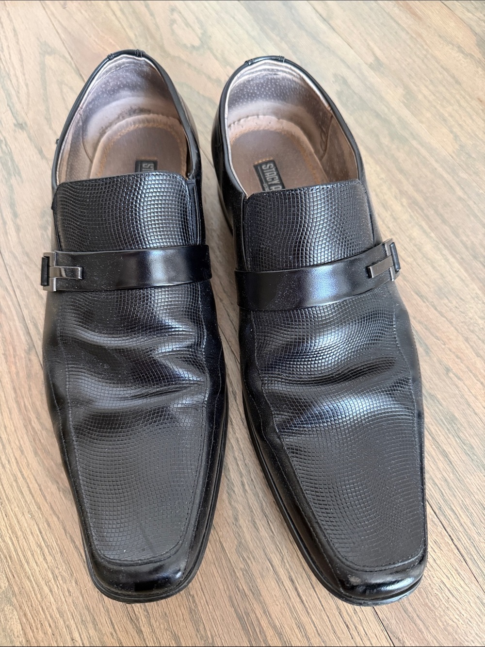 Stacy Adams Black Textured Slip-On Dress Loafers